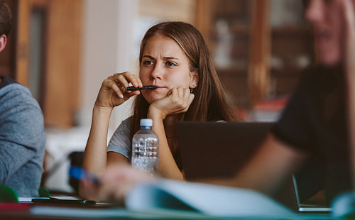Woman studying at the university 