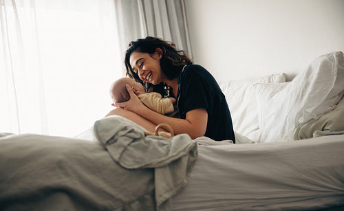 Mother enjoying bonding time at home