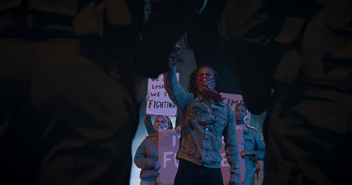 Protestors demonstrating against security force