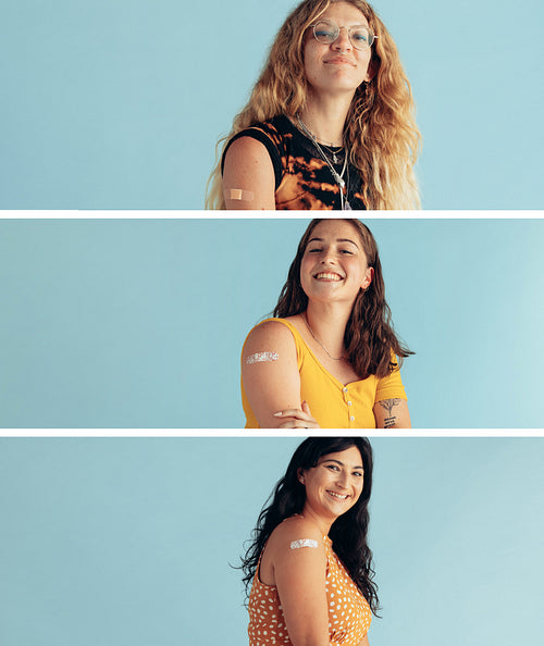 Composite image of women with vaccination