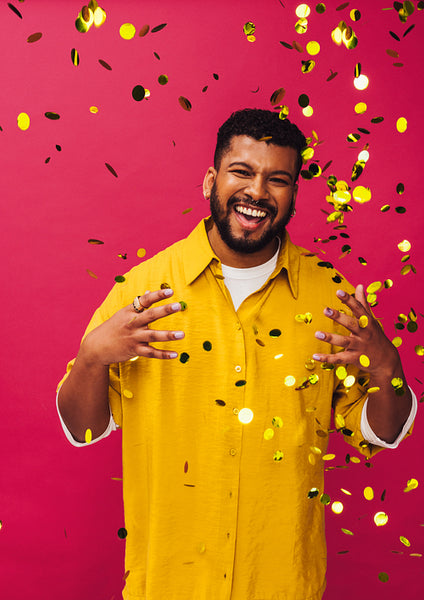 Golden confetti in the studio