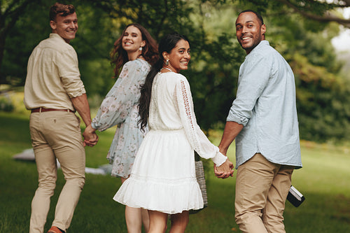 Young people at the park for picnic
