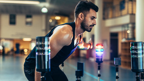 Athlete using a visual stimulus system