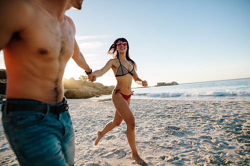 Couple in love enjoy a day on the beach