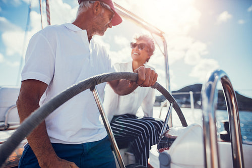 Senior couple on boat trip