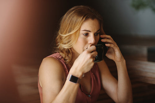 Woman at a coffee shop