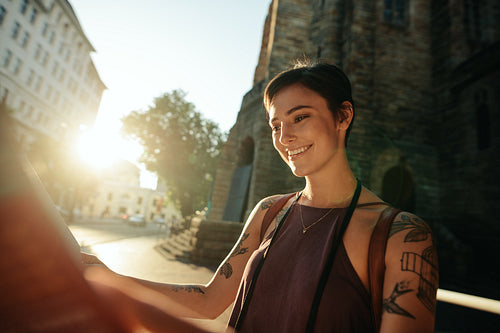 Woman exploring the city