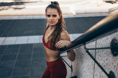Fitness woman relaxing after workout