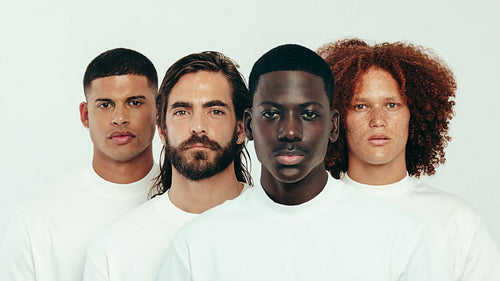Skincare and diversity: Portrait of men with unique skin tones