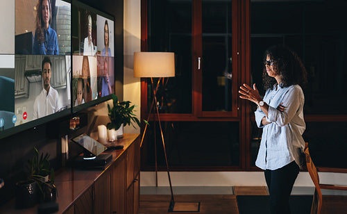 Team of professionals having a meeting online