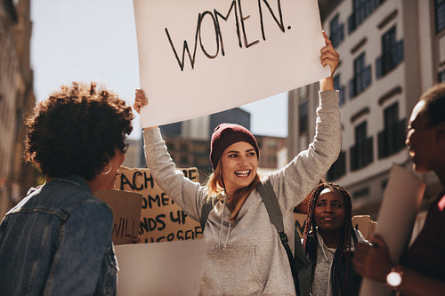 Group of females activist protesting