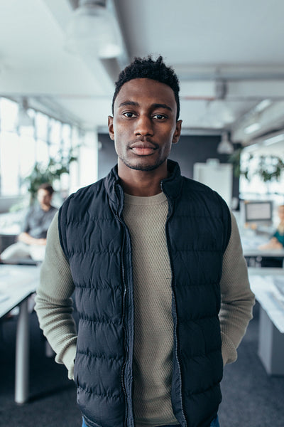 African businessman standing at start up