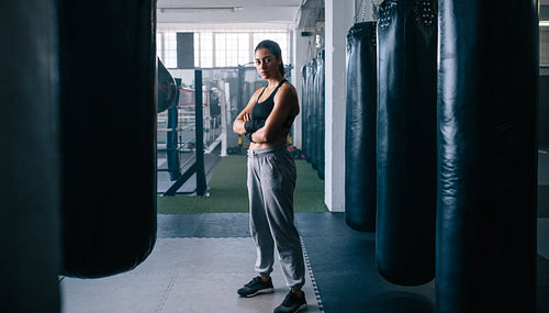 Female boxer at the boxing studio