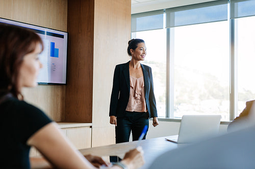 Business presentation in board room