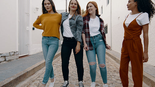 Women friends dancing together