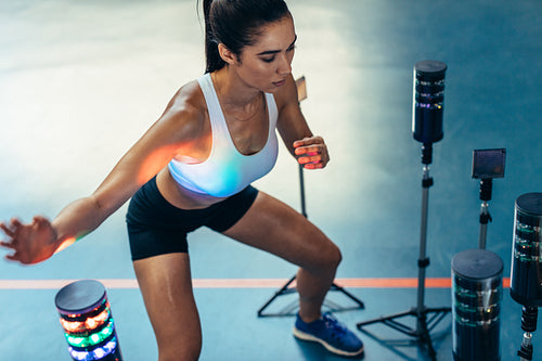 Woman doing hand eye reaction training