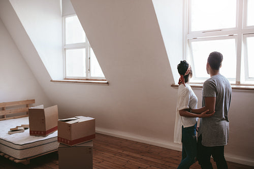 Young couple in new home