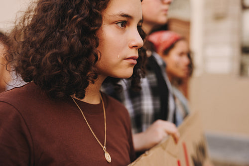 Teenagers protesting against war and violence