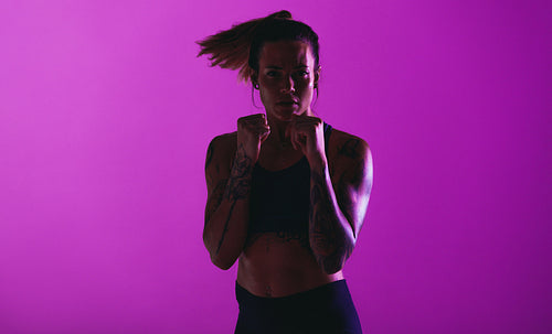 Portrait of a female boxing athlete