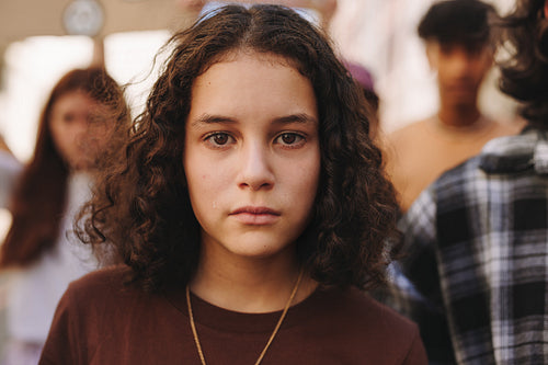 Young girl marching for equality and human rights