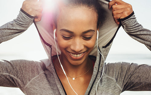 Relaxed female runner outdoors