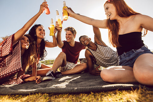 Friends having a party outdoors
