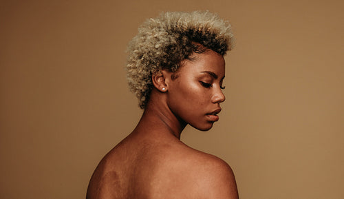 Side view portrait of african american woman