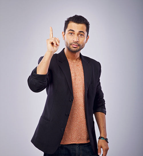 Friendly Guy Pointing Upwards