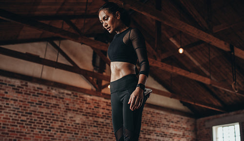 Female doing workout at health club