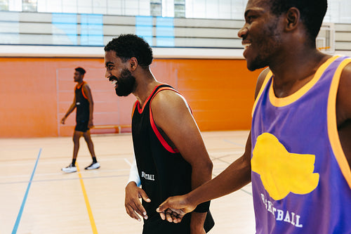 Young basketball players having fun