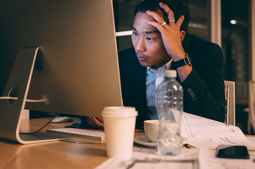 Businessman stressed out during work