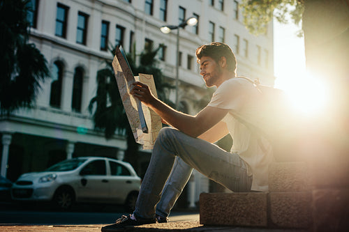 Man exploring the city