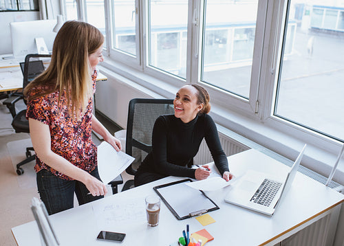 Happy young women at work