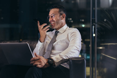 Business man making phone calls