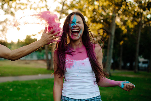Friends playing colors at the park