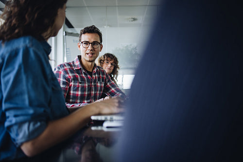 Businessman sharing his ideas in meeting