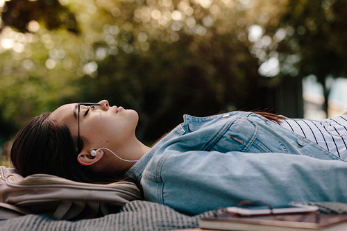 Woman relaxing outdoors