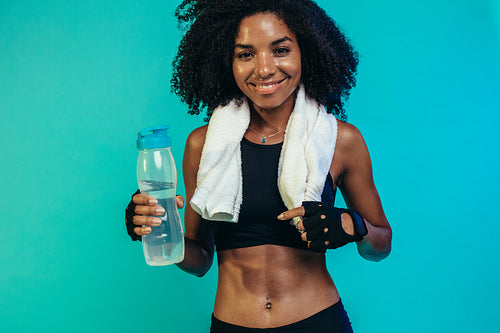 Fitness female taking a break after workout