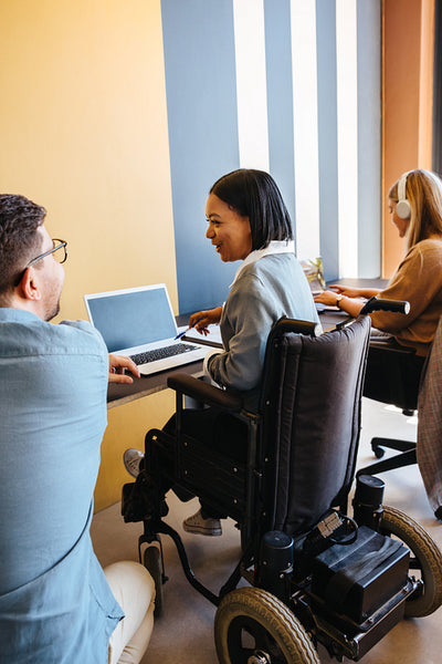 Young professionals collaborating in a modern office space