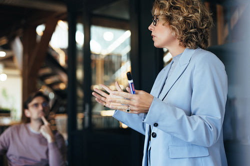 Business woman giving a speech in a conference meeting
