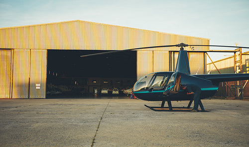 Helicopter pilot preparing for a flight 