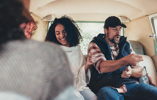 Young friends enjoying on the trip