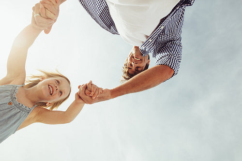Father and daughter playing outdoors