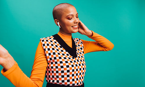 Young woman enjoying her favourite music