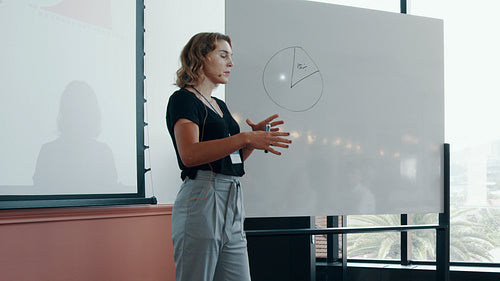 Businesswoman giving presentation in a seminar