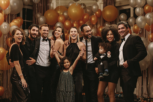 High society people having a portrait at party