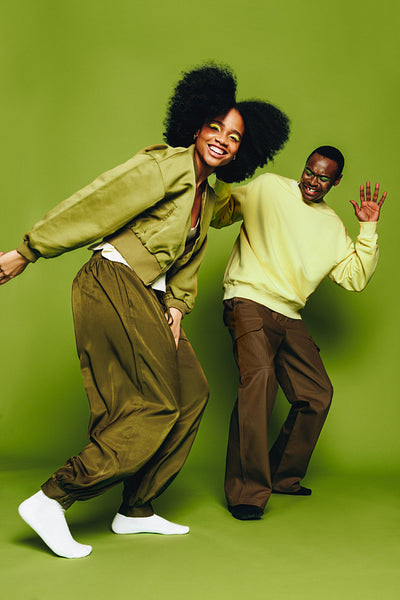 Vibrant dancers having fun in a playful studio session