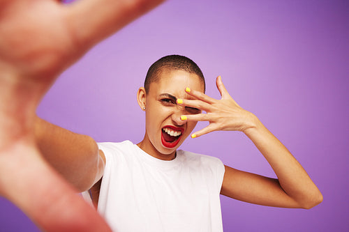 Fashionable female model with makeup