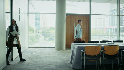 Professionals arriving for a business conference