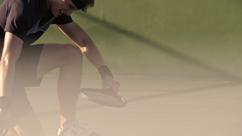 Tennis player resting after long match